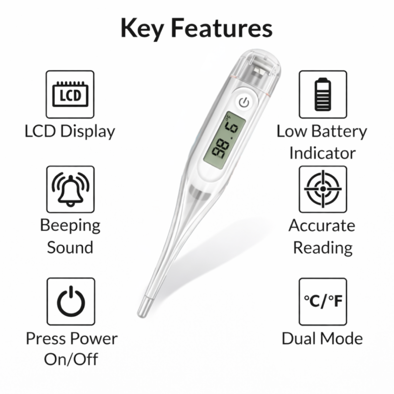 Adicare Clear White Thermometer (Features)